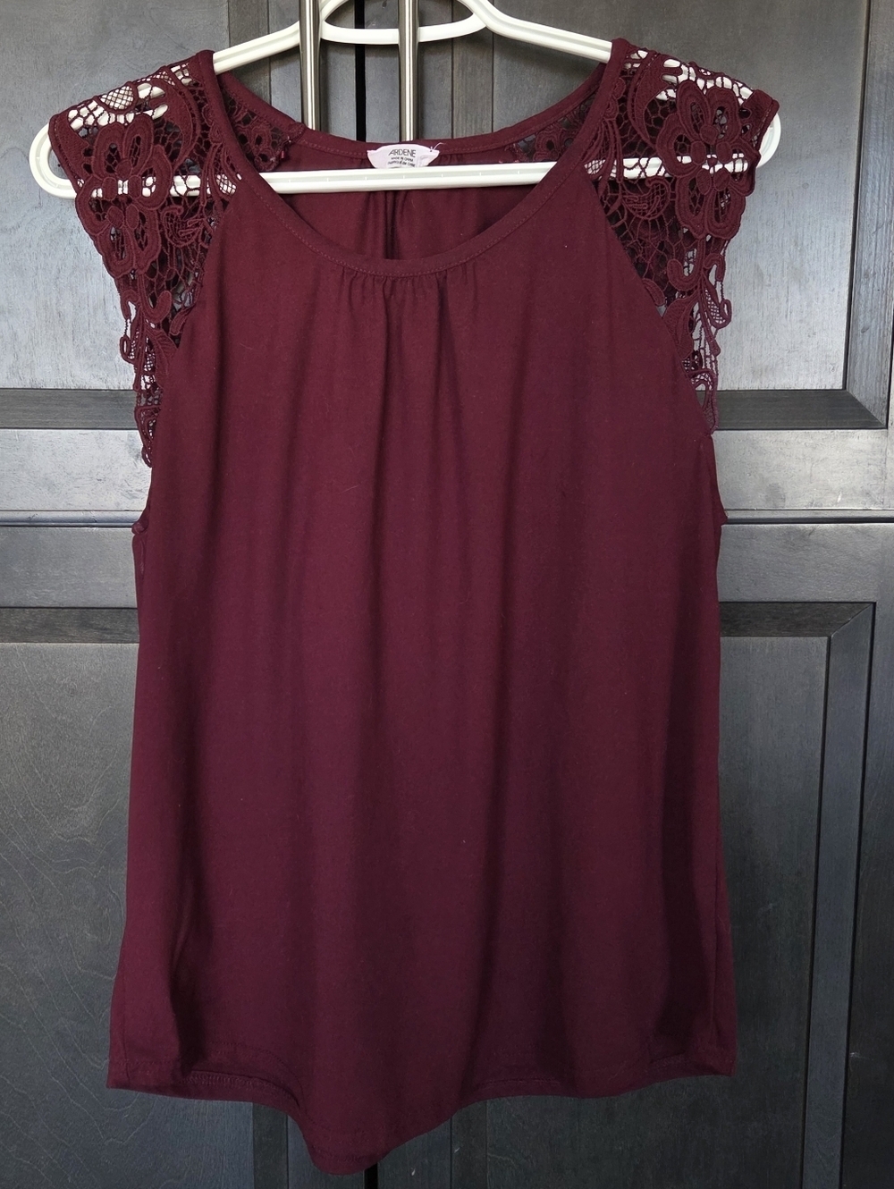 Ardene Burgundy Crochet-Trim Tank Top